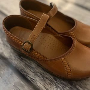 Dansko Brown Leather Mary Janes Wedges